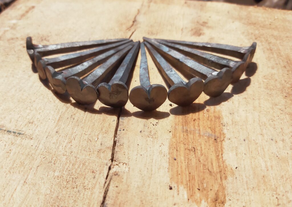 unique Hand-Forged Decorative Metal Nails – Rustic Heart Shaped Hardware