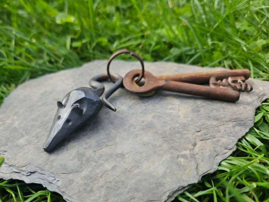 Hand Forged Iron Style Mouse Keychain